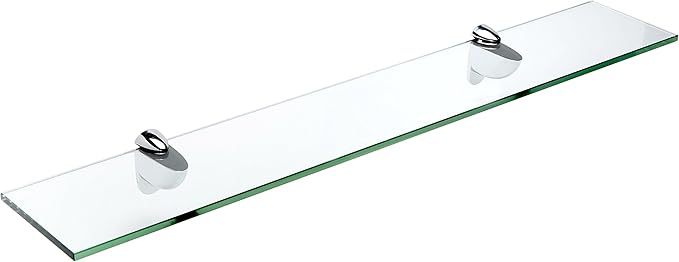 Spancraft Glass H-8x33-Chrome Heron Glass Shelf, Chrome, 8" x 33"