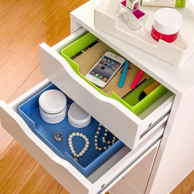 Letter-Size Tray, Desk Drawer Organizer, A4 Plastic Paper Tray, Plastic Paper Holder File Organizer for Office, School, Home Storage (White)