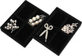 DesignSter Small Jewelry Tray-Ring Organizer 2PCS Premium Velvet Rings Earrings Display Tray Storage Insert Holder for Jewelry Box, Drawer, Dresser (4 Grids, Black)