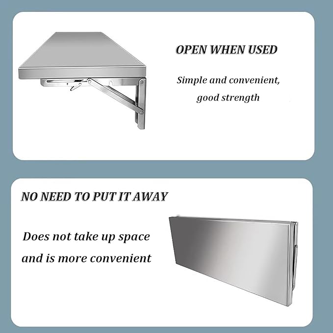 Stainless Steel Folding Wall Shelf,Stainless Steel Wall Mount Folding Table, Wall-Mounted Folding Table,for Laundry Room,Kitchen, Restaurant,Folding Design,Space Saving. (Size : L100*W40cm)