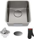 KRAUS Dex 17-Inch Undermount Single Bowl TRU16 Gauge Stainless Steel Kitchen Bar Sink with DrainAssure WaterWay and VersiDrain Assembly in Radiant Pearl Finish, KD1US17B