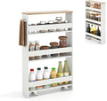 Slim Storage Cart, 4 Tier Rolling Storage Cabinet with 4 Universal Wheels, Convenient Handle, Narrow Laundry Cart for Small Space Bathroom Office