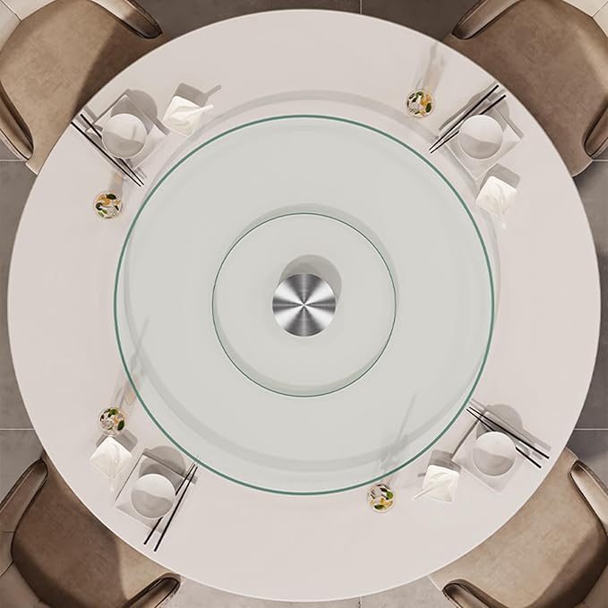 Lazy Susan 30.7 inch Glass Turntable Dining Table Large Round Serving Plate Tabletop Rotating Tray with Swivel Assist System Silent & Smooth Spin (78cm / 30.7in)