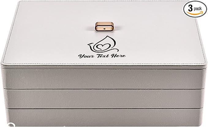 Shanik Stackable Jewelry Tray Organizers, 3 Pc. Set, Cute Designer Storage with Soft Velvet Surfaces to Protect Rings, Necklaces, Bands, and Earrings, Custom Display, Large Capacity, Grey