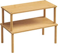 Cabinet Organizer Shelf(Set of 2),Kitchen Counter Shelves,Bamboo Stackable Expandable Spice Rack Countertop(Large)