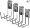 TRINITY 6" Deep Double Hook for Slatwall with Spring Lock, Light Gray, 4 Pack
