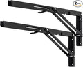 YUMORE Folding Shelf Brackets, 22 Inch Heavy Duty L Bracket, Black DIY Collapsible Shelf Bracket for Workbench Folding Table Hinge, Max Load: 330lb, Pack of 2