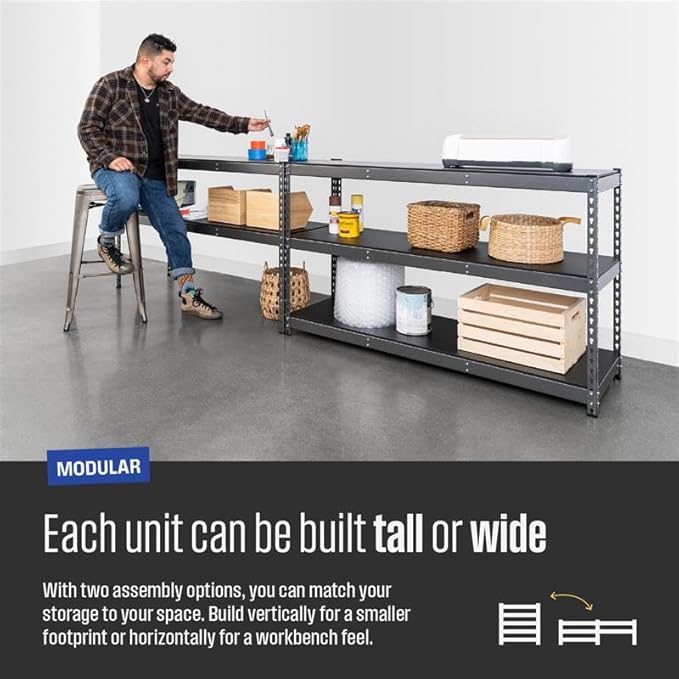 SafeRacks Modular Garage Shelving - 5 Tier Storage Shelves, Tall Metal Rack Shelves for Storage, Heavy Duty Steel Shelf Organizer for Garage, Or Kitchen Pantry (Hammertone, 18 x 48 x 72)