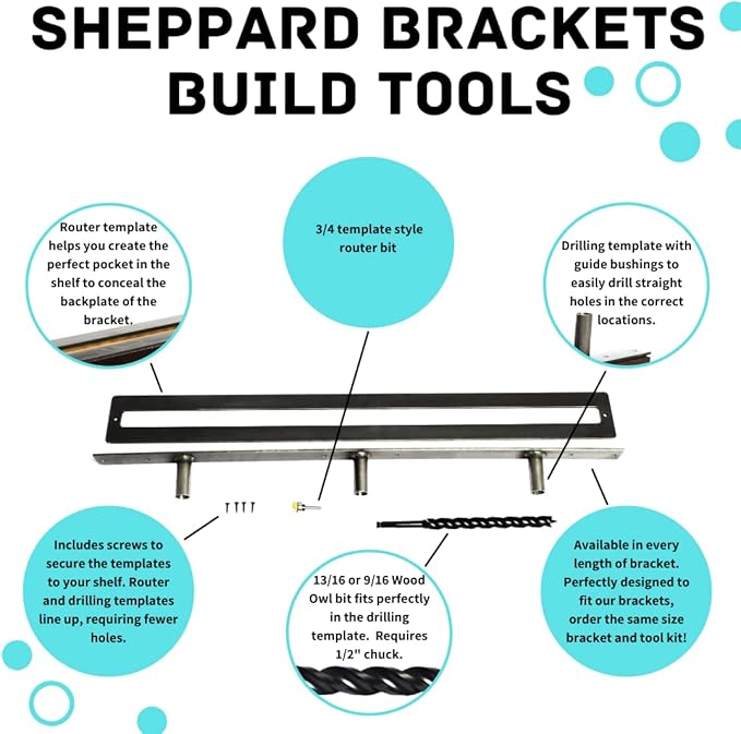 Floating Shelf Brackets - Sheppard Brackets - Easy Install - Heavy Duty (34 inch Build Kit)