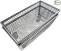 HAHIYO Stackable Mesh Tray Cup 6 x 3 x 2 inches Sturdy Container for Desk Drawer Organizer Collection for Home Office School kitchen Soft Foam Feet No Sharp Edges 2 Pack Silver