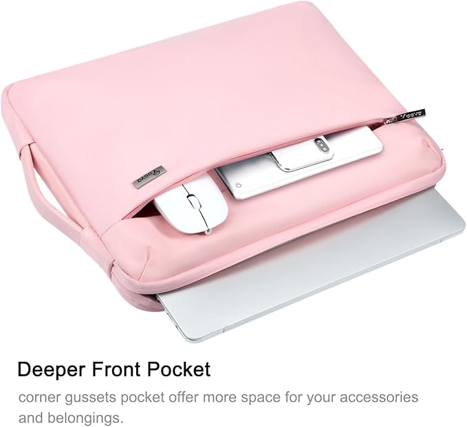 Voova Laptop Sleeve Case 14 15 Inch for Women, 360° Protective Waterproof Slim Computer Bag Cover Compatible with MacBook Air 15 M2/M3/M4 2024-2025, MacBook Pro 14/15, Hp Chromebook 14, Pink