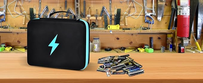 PAIYULE Battery Organizer Storage Case Box with Tester Checker, 220+ Batteries Holder Bag fits for AA AAA AAAA 9V C D Lithium 3V LR44 1.5V CR1632 CR2032 Home Garage Container