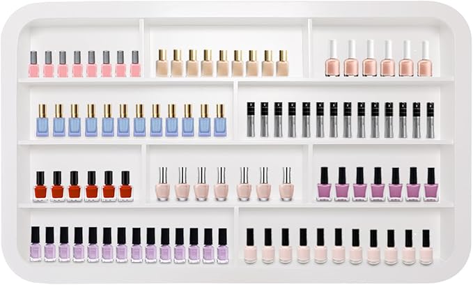 Wall Mounted Nail Polish Racks 4 Tier Hanging Nail Polish Storage Holder Cosmetic Display Stand Nail Polish Shelf Organizer for Home Salon Business Spa