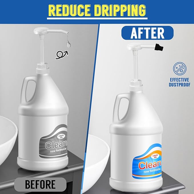 6 Pcs 5 Gallon Pump Dispenser 38-400 1 oz Dispenser Pump for Large Gallon Bucket with 50cm Extended Tube, Cap to Avoid Dripping, Great for Shampoo, Conditioner, Bleach Liquid, Laundry, Detergent, Oil