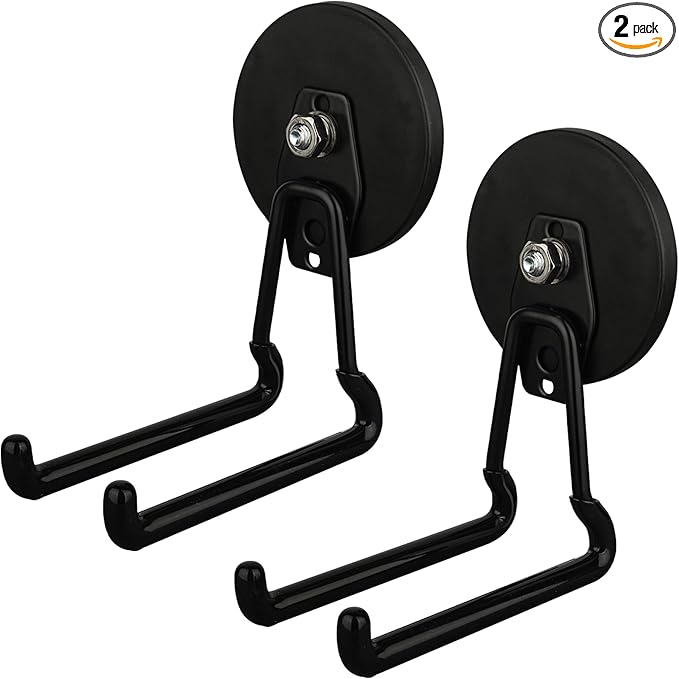 MUTUACTOR New Upgraded Magnetic Hooks Heavy Duty,40lbs Anti-Scratch Garage Large Magnet Hooks,2PCS Super Strong Magnetic Garage Hooks for Organizing Impact Drivers Trailer Cord Garden Tool Box
