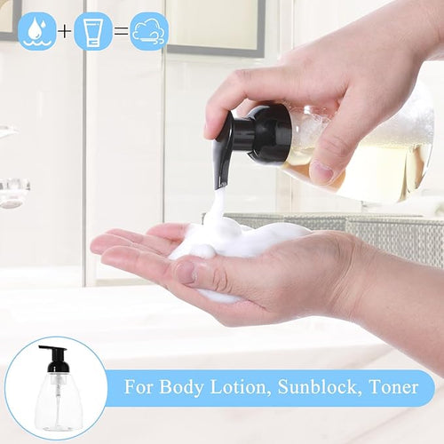12 Pack Foam Soap Dispenser, 8oz/250ml Refillable Pump Bottle Dispenser Clear Foaming Hand Soap Dispensers Transparent Press Liquid Dish Dishwashing Detergent Containers for Bathroom Kitchen Washstand