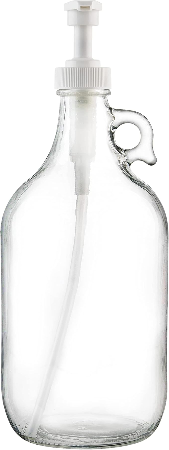 kitchentoolz Half Gallon Glass Laundry Detergent Dispenser- Large Jug with Pump for Liquid Laundry Soap Dispenser, Fabric Softener, Syrup Pump - 64 oz - Made in USA