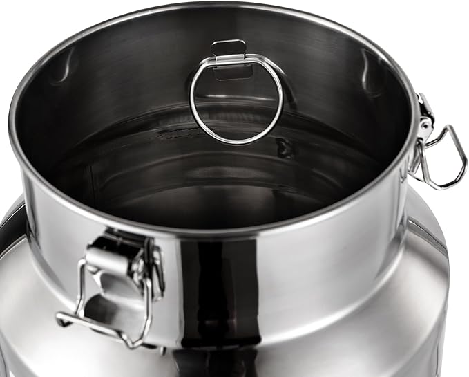Milk Can Barrel Stainless Steel Beverage Drink Dispenser Large Capacity Storage Bucket Container with Faucet and Handles for Milk Coffee Wine Oil Rice Cereals Water (20L/5.28Gal)