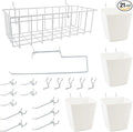 G.CORE Peg Board Organizer 21 Pack, Pegboard Accessories with Baskets Cups Hooks - 1/8" & 1/4" Peg Board Wall Tool Organizers, Utility Holders & Hangers for Garage Craft Workbench (White & White)