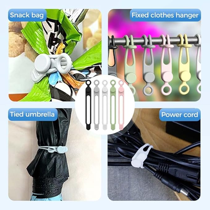 Data Cable Organizer,Multicolor Silicone Cable Ties,Reusable Cable Management Organizers,Multipurpose Elastic Cord Organizer For Bundling Earphone/Phone Charger/Computer Cords (20PCS)