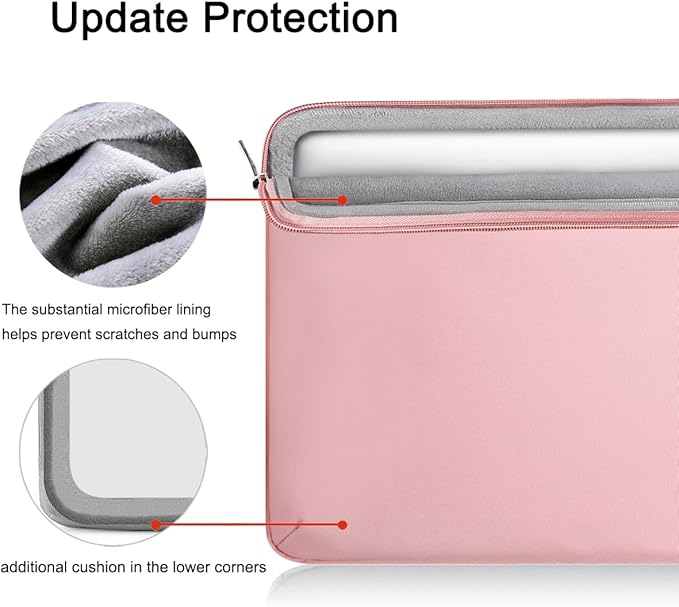Voova Laptop Sleeve Case 14 15 Inch for Women, 360° Protective Waterproof Slim Computer Bag Cover Compatible with MacBook Air 15 M2/M3/M4 2024-2025, MacBook Pro 14/15, Hp Chromebook 14, Pink