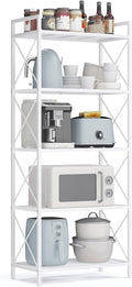 SONGMICS 5-Tier Metal Storage Rack, Shelving Unit with X Side Frames, Dense Mesh, 12.6 x 23.6 x 57.3 Inches, for Entryway, Kitchen, Living Room, Bathroom, Industrial Style, Cloud White UBSC165W01