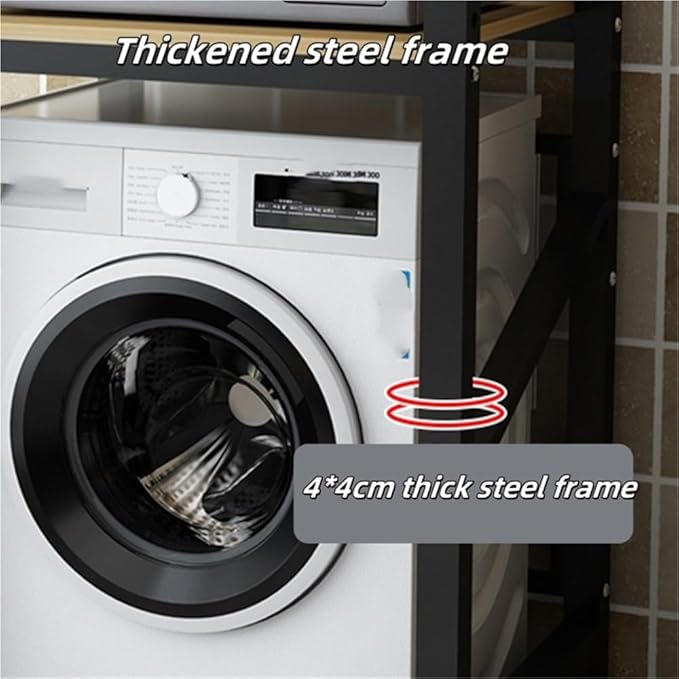 Over Washer and Dryer Storage Rack with Shelves, Freestanding Laundry Room Shelf Unit, Gap Shelf Laundry Stand, Space-Saving Organizer for Laundry Room(Black)