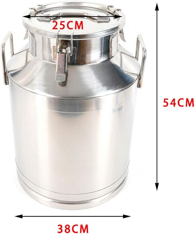 Stainless Steel Milk Can Heavy Duty Milk Jug Milk Bucket Water Jug Ice Bucket Wine Pail Bucket Bottle Tote Jug with Sealed Lid Liquid Storage (50L)