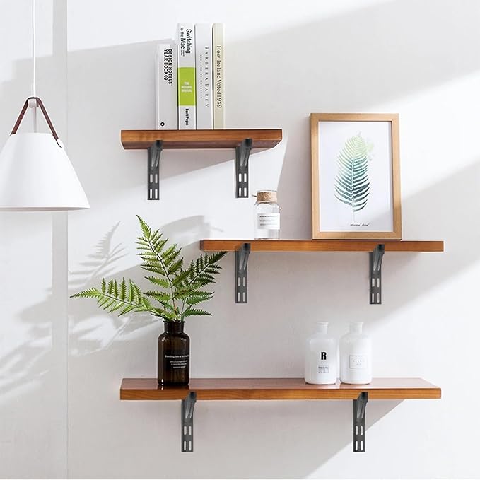 10 Pack 11.5‑Inch Adjustable Wire Shelf Brackets – Heavy‑Duty Double‑Track Closet & Wall Shelving System Supports（Black）