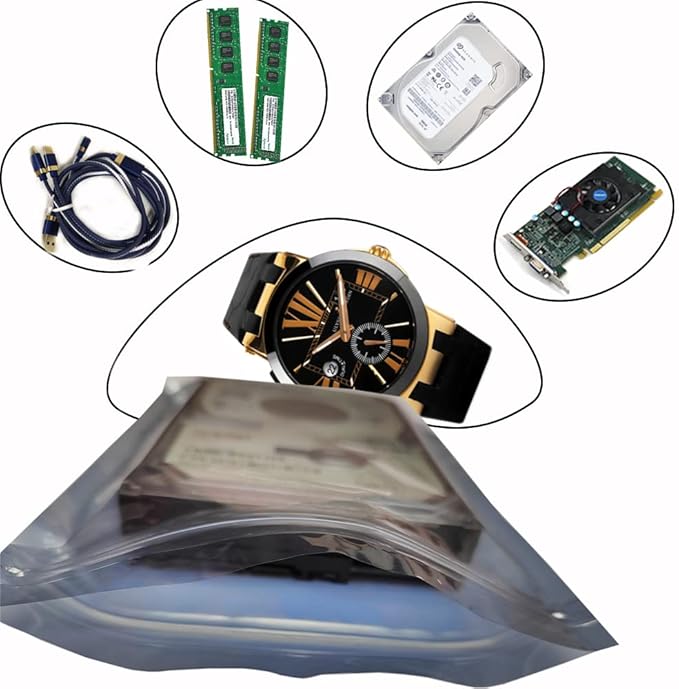 50pcs 5.9x7.8in/15x20cm Anti Static Bags, Premium Resealable Antistatic Bags for Various Precision Parts, Electronic Equipment, HDD, SSD Hard Drive, Computer Accessories