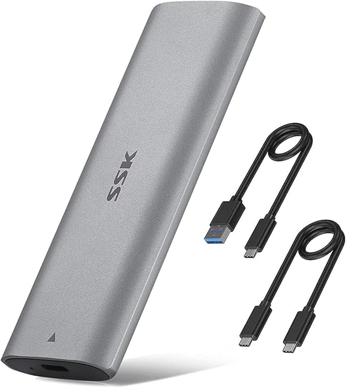 SSK M.2 NVMe Enclosure, Tool-Free SSD Enclosure Adapter, USB C 3.2 Gen 2 10Gbps PCIe MKey External Solid State Drive Case, Support UASP Trim for 2230/2242/2260/2280 (SATA NOT Supported)