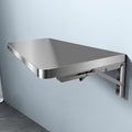 304 Stainless Steel Folding Wall Shelf Wall Mount Kitchen Storage Shelves Rounded Corners Food-Grade Folding Table Thickened Bracket for Laundry Room Garage Restaurant.(70x40cm/27.6x15.7in)
