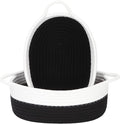 Sea Team 2-Pack Cotton Rope Baskets, 10 x 7 x 4 Inches Small Woven Storage Basket, Fabric Tray, Bowl, Oval Open Dish for Fruits, Jewelry, Keys, Sewing Kits (Black & White)
