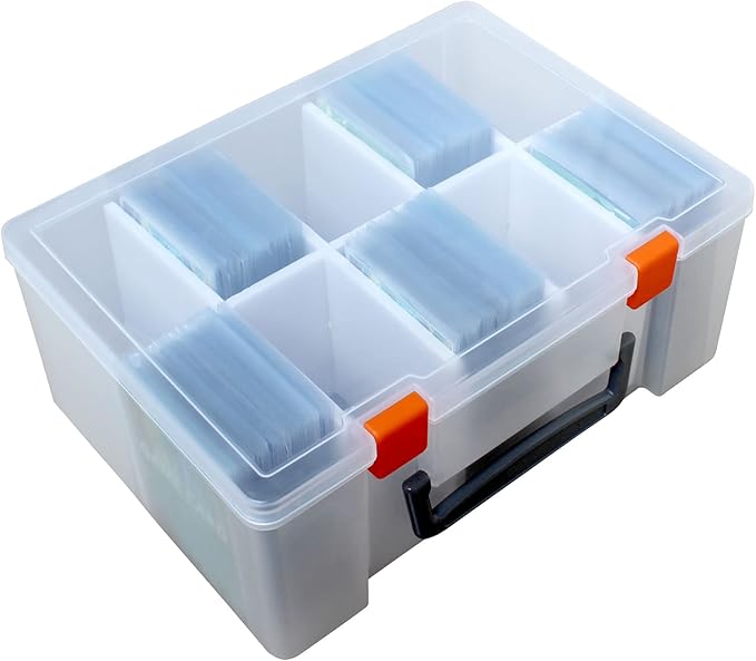 PASOL Clear Card Storage Box - 1000+ Hard Case Card Holder, Portable Card Organizer for Collectible Trading Cards and Sports Cards (Small)