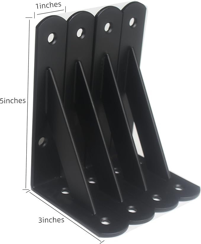 24 Pack L5 x H 3" Black Heavy Duty Shelf Brackets with Screws Metal Shelf Brackets Shelf Support Angle Brackets for Shelves L Brackets Heavy Duty Floating Shelf