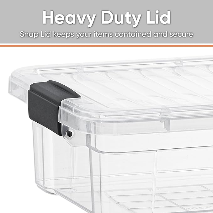 Superio Storage Bins with Lids- 8 Pack, 7.4 Qt Clear Boxes for Organizing, Stackable Plastic Containers- BPA Free, Non-Toxic, Odor Free, Organizer for Home, Office, Dorm