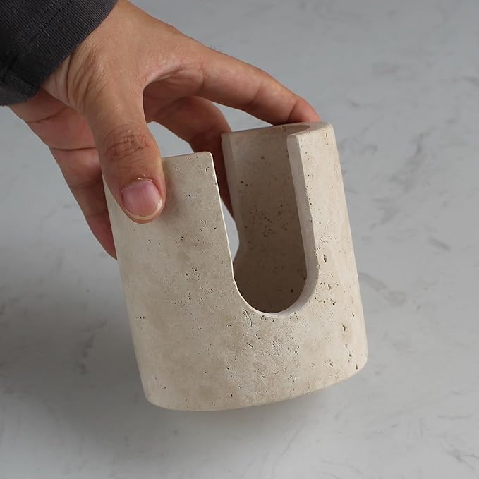 Natural Travertine Sponge Holder for Kitchen Sink, Drying Rack, Compact Sink Caddy Organizer (Beige Travertine)
