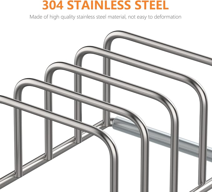 Cutting Board Organizer Stand Holder,304 Stainless Steel Chopping Board Holder,Pot Pan Lid Holder Rack kitchen Shelf Bakeware,Cookie Sheets Organizer (1.0 Inch Width Slots)