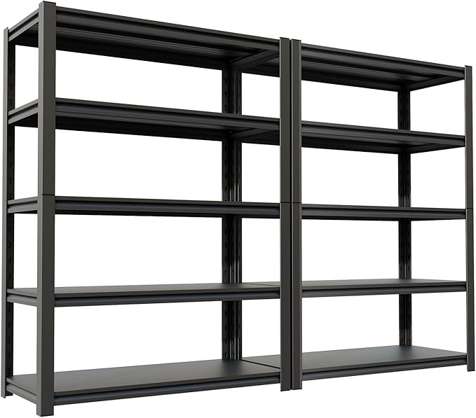 72''H Garage Shelving Heavy Duty,2500LBS Storage Shelves,5-Tier Adjustable Metal Shelve Storage Shelf Rack, Industrial Shelving Unit for Garage,Warehouse, Basement (35" W x 15.7" D x 72" H) 2PC