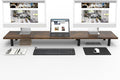 Large Dual Monitor Stand Riser 43.3IN，Vintage Home Office Storage For Desk Accessories，Solid Wod Desk With Adjustable Legs For computer/PC/Laptop/Printer/Container/dressing table