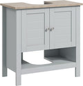 Kleankin Pedestal Sink Storage Cabinet, Under Sink Bathroom Vanity with Adjustable Shelf and Open Bottom Shelf, Gray