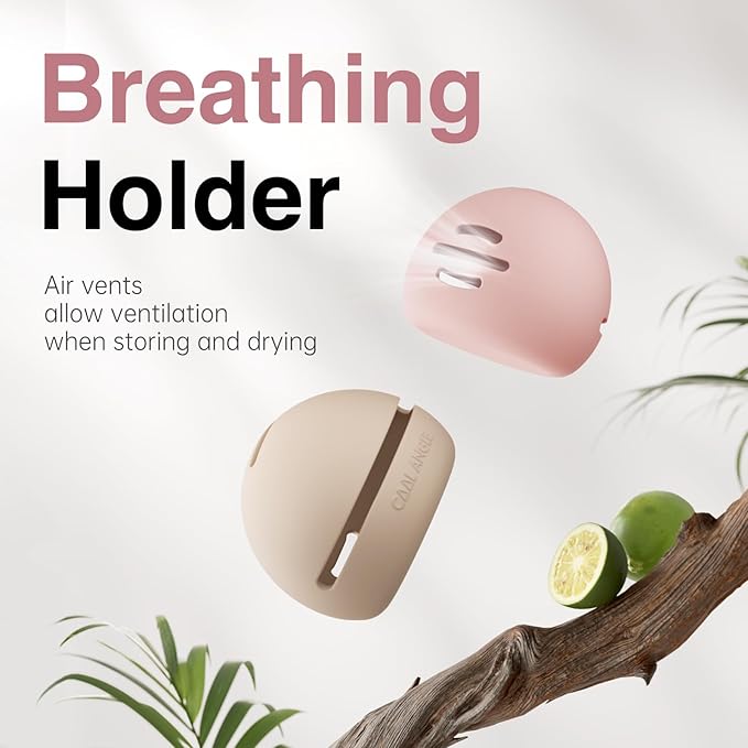 Silicone Makeup Brush Holder And Beauty Sponge Case, Travel Makeup Brush Case With Magnetic Closure, Makeup Sponge Holder 2 In 1 Stand Storage For Quick Drying Khaki