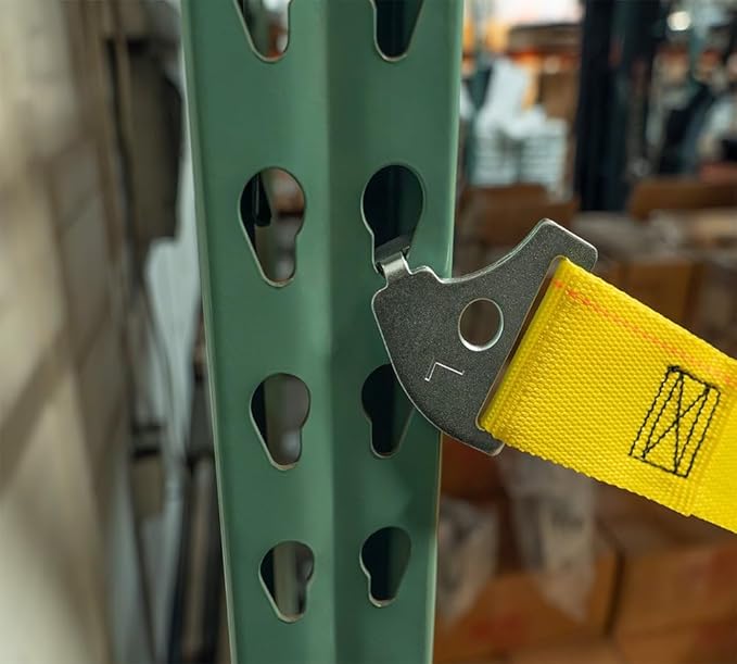 Mytee Products 4 Pack 2"x98.5" Pallet Rack Safety Straps for 8 ft Pallet Bays - 2400 lbs Breaking Strength Rack Safety Straps for Holding Pallets in Place - Warehouse Storage Shelving Accessories