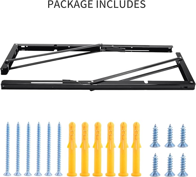 YUMORE Folding Shelf Brackets, 22 Inch Heavy Duty L Bracket, Black DIY Collapsible Shelf Bracket for Workbench Folding Table Hinge, Max Load: 330lb, Pack of 2