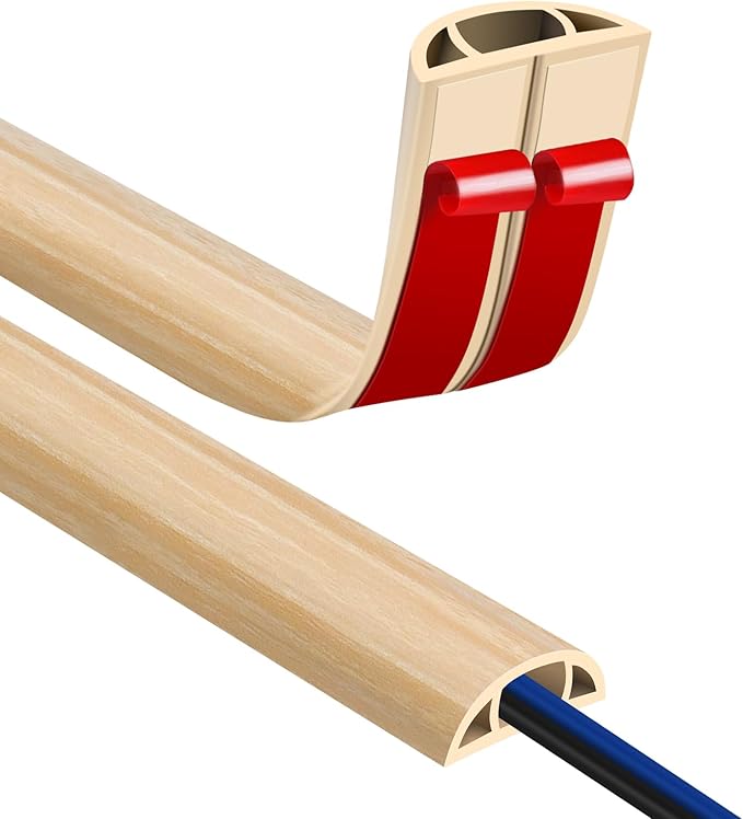 Floor Cord Covers for Wires 20FT Cable Hider Wire Cover Self Adhesive Cord Hider Floor for Offices, Homes, Workshops, Warehouses Cable Cavity 0.39" W x 0.27" H