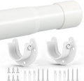 Closet Rod, 17 to 38 Inch Closet Rods for Hanging Clothes, Heavy Duty Adjustable Closet Hanging Rod Bar White Closet Poles for Wardrobes, Closet, Bathroom, Windows,1.3 Inch Diameter