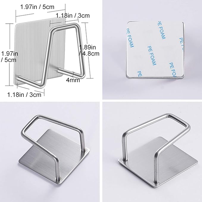 Adhesive Sponge Holder Sink Caddy for Kitchen Accessories - SUS304 Stainless Steel Rust Proof Waterproof, Quick Drying (2 Pack)