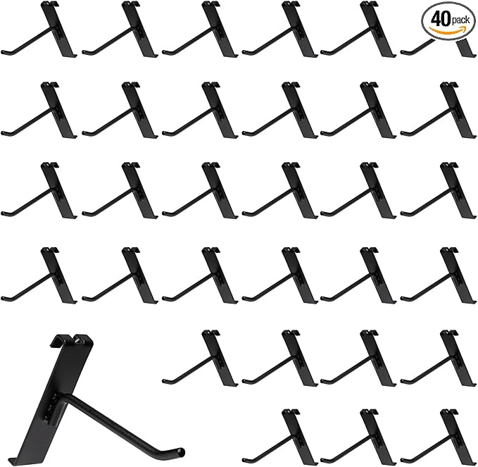 4 Inch Gridwall Hooks, Grid Panel Hanging Hooks for Retail, Home, and Workspace Organization, Displays, and Storage Solutions(40Pack,Black)…