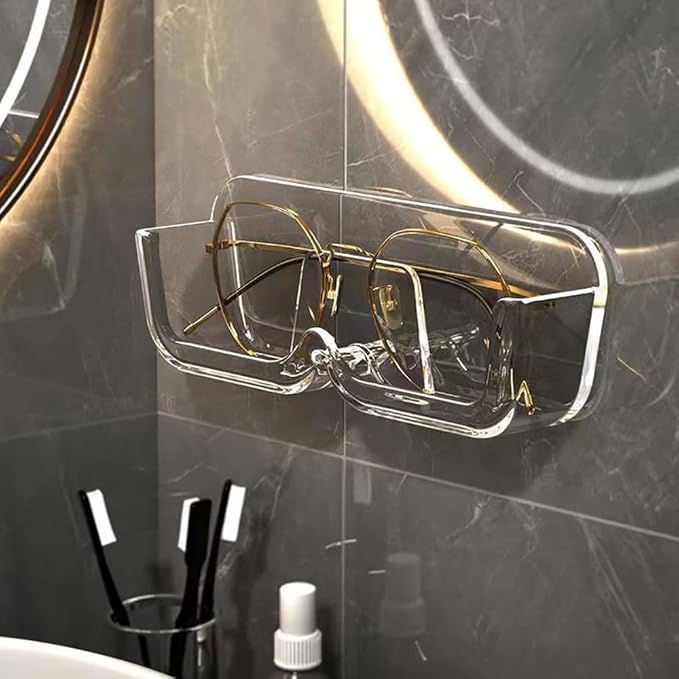 4pcs Eyeglasses Holder Stand, Sunglasses Storage Organizer, Wall Mounted Glasses Display Case with Adhesive Sticker for Home Office Dorm