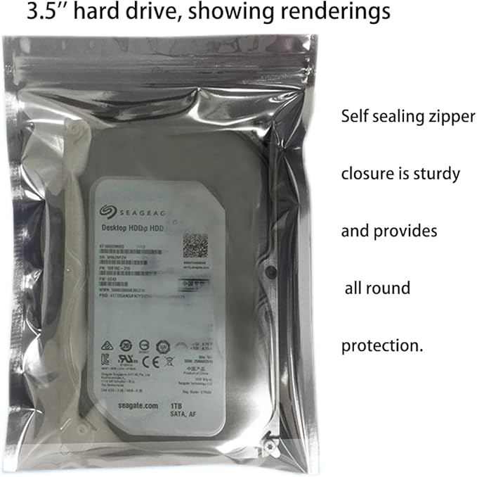 50pcs 5.9x7.8in/15x20cm Anti Static Bags, Premium Resealable Antistatic Bags for Various Precision Parts, Electronic Equipment, HDD, SSD Hard Drive, Computer Accessories